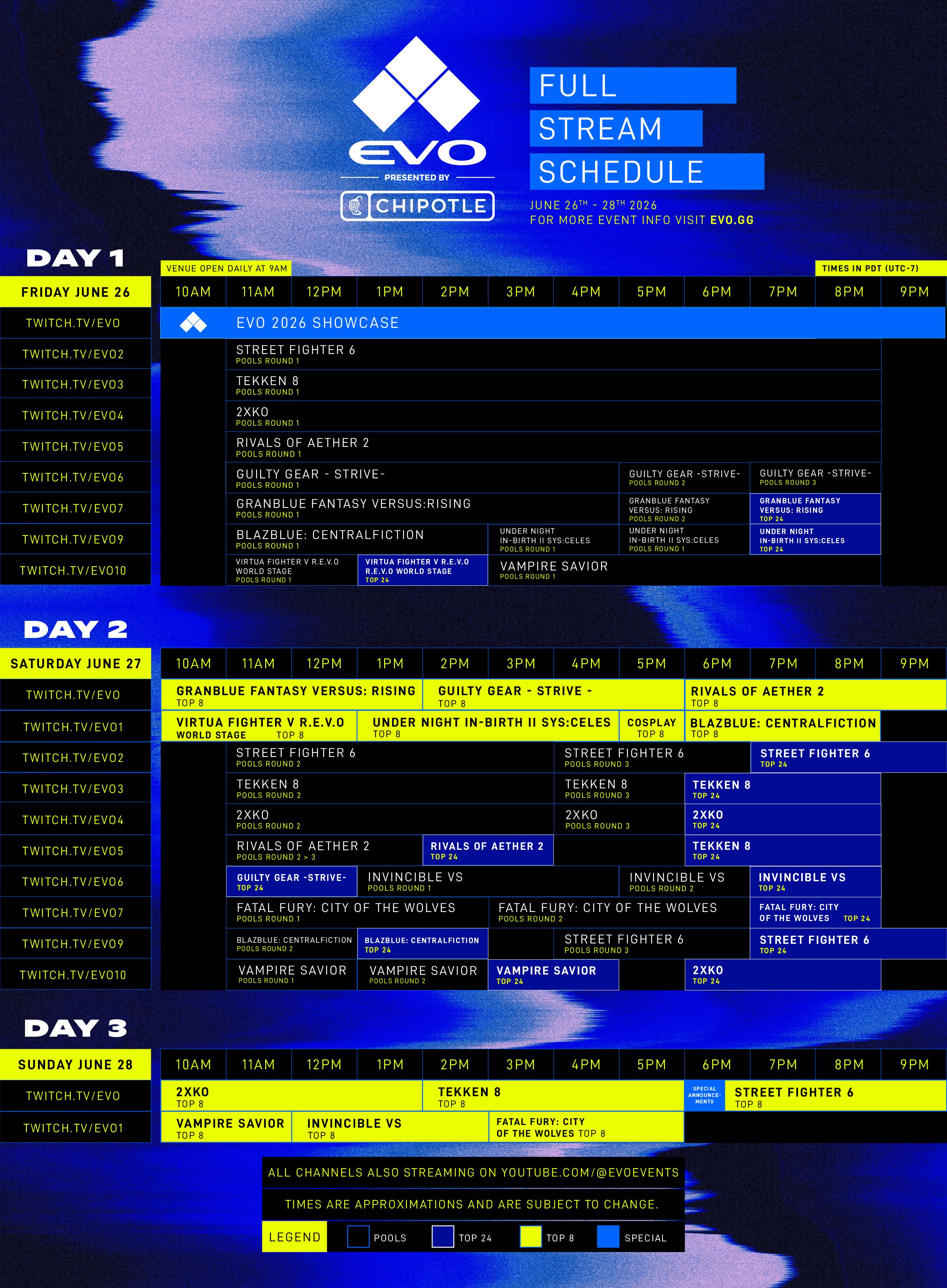 Evo 2026 Cosplay Schedule